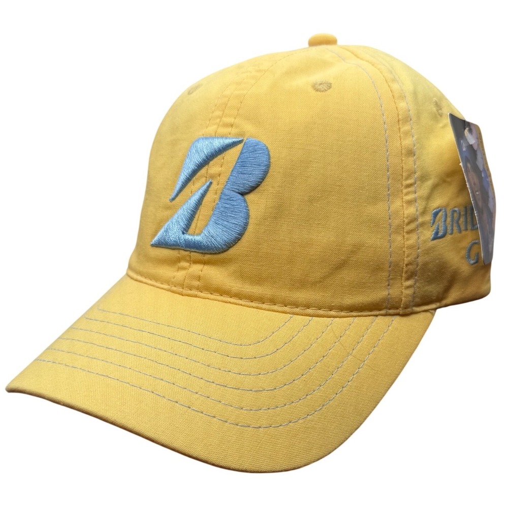 Bridgestone Golf Daffodil Matt Kuchar Hat Yellow Blue Adjustable Strapback NWT
